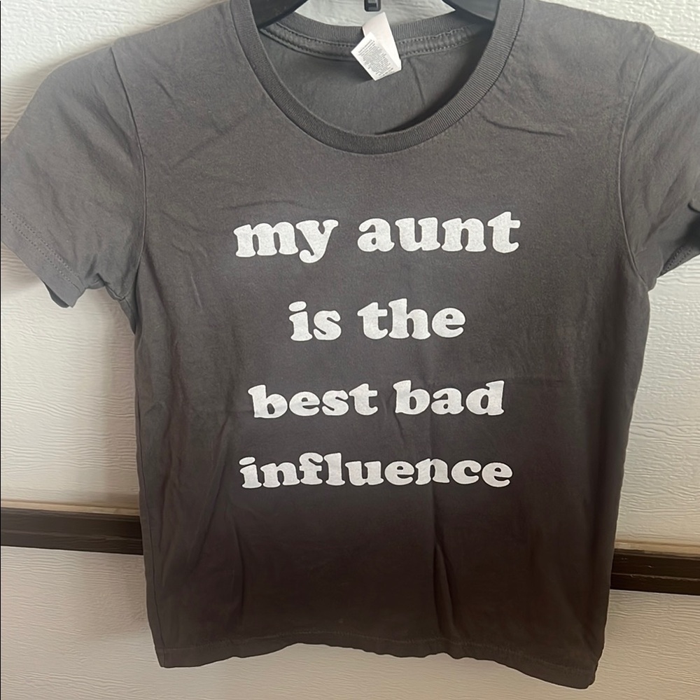 Gray Short Sleeve Tee with White Text
